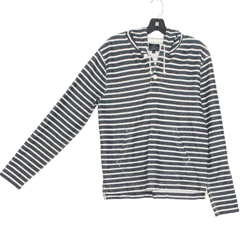 J Crew Hoodie Pullover Streetwear Nautical Preppy Athleisure Stripe Blue Small